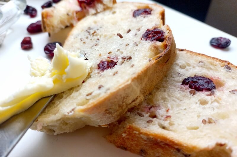 Recipe Whole Grain Sourdough Bread with Cranberries & Flax Seeds